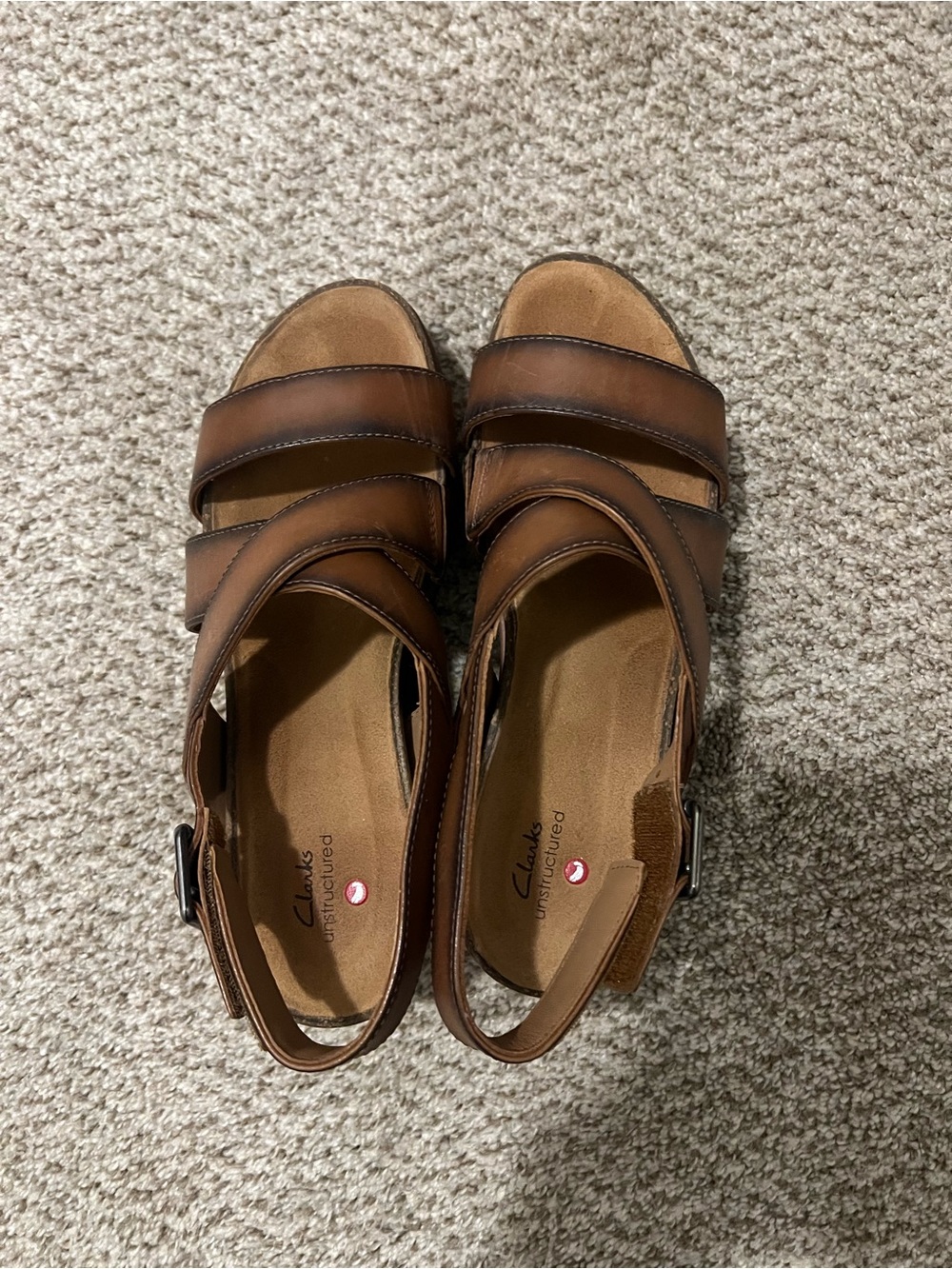Clarks Brown Leather Velcro strap sandals